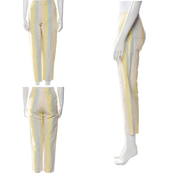 Tory Burch Silk & Linen Straight Leg Casual Summer Pants • Sz 4/S